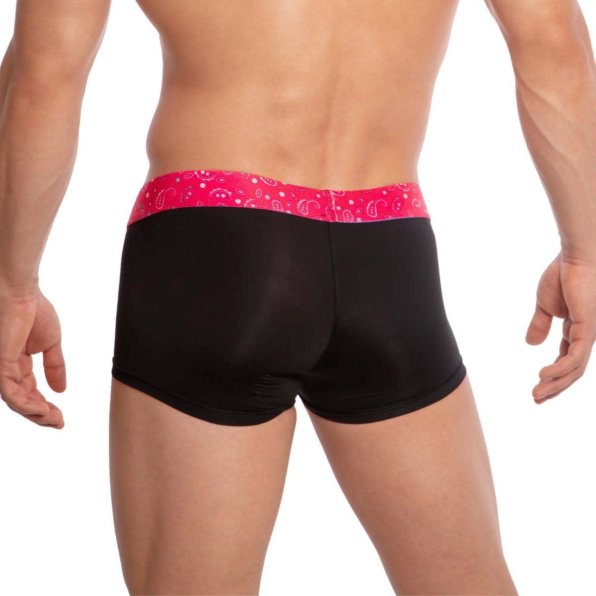 Udp udg003 boxer trunk black briefs with vibrant pink bandana patterned waistband for comfortable wear
