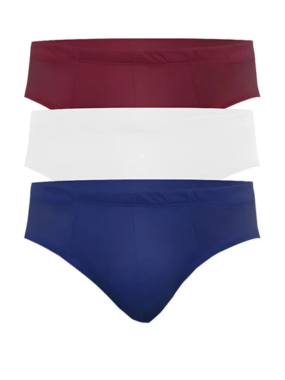 Ug contour basic brief 3 pack solid-colored briefs in burgundy white and navy blue for everyday comfort