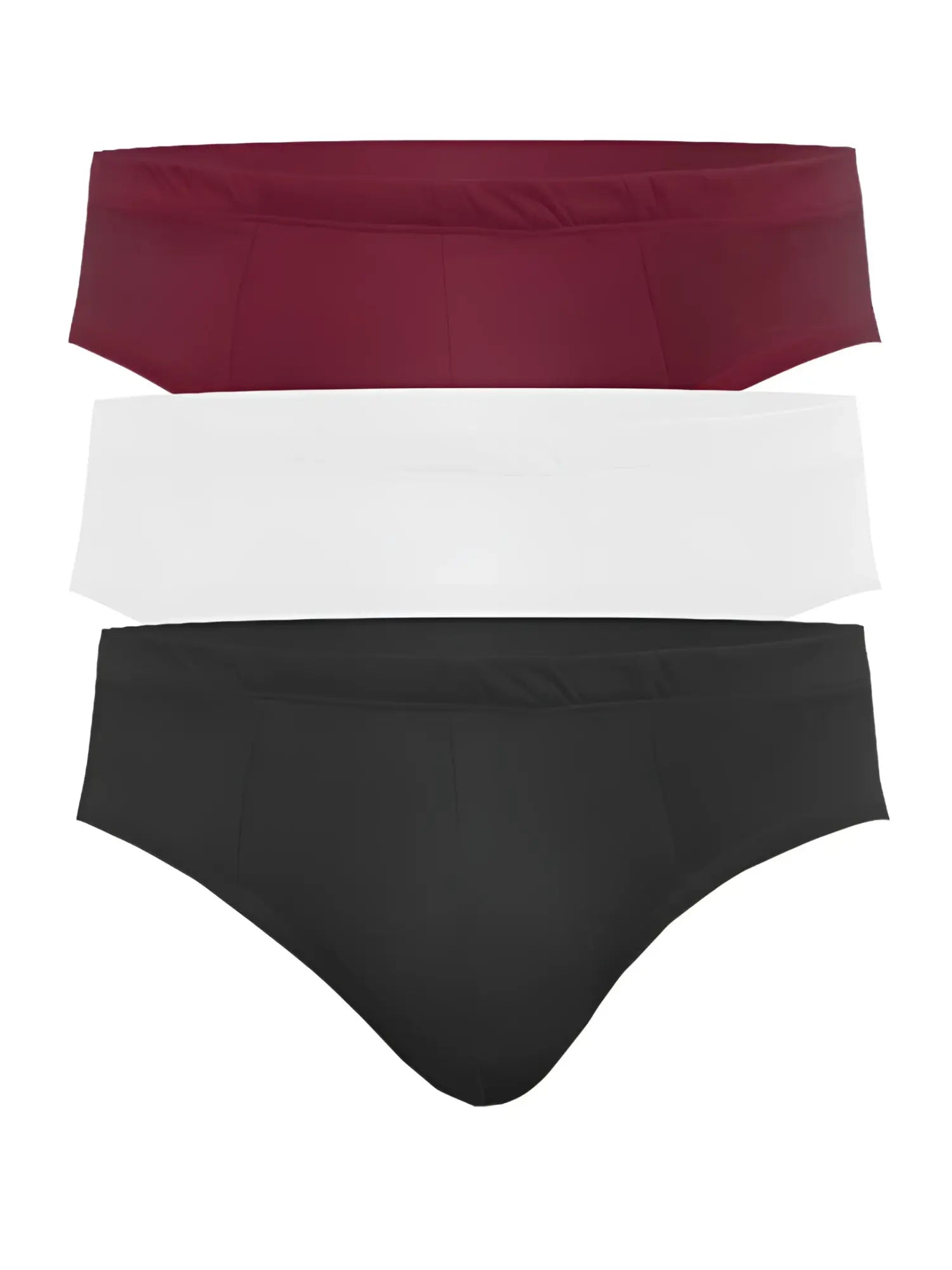 Three pairs of seamless briefs in burgundy white and black ug contour basic brief 3 pack assorted colors