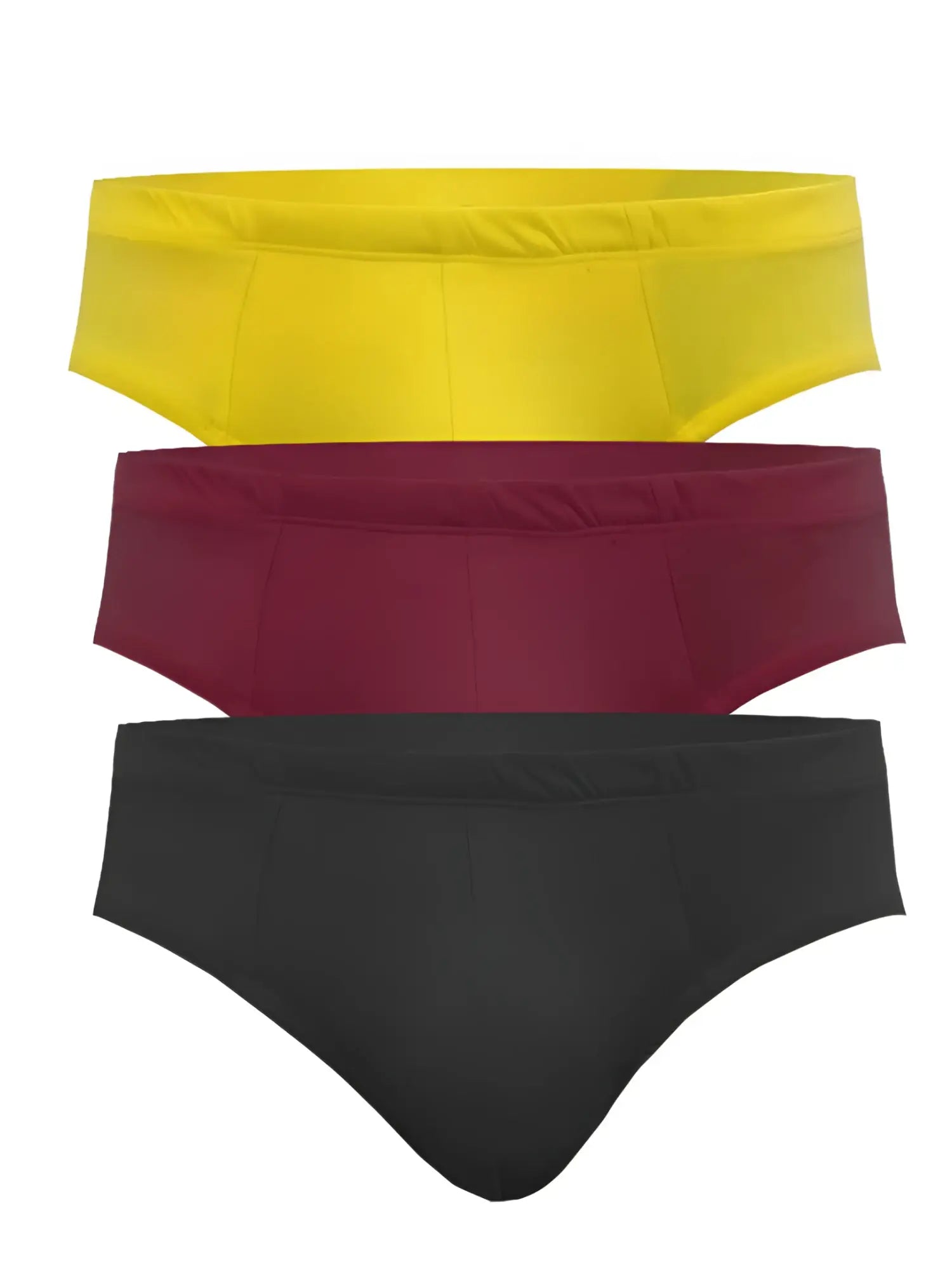 Ug contour basic brief 3-pack featuring three pairs of matching briefs in yellow maroon and black colors