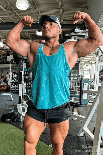 Jed North Men's Retro Washed Bodybuilding Stringer - Deep Sea