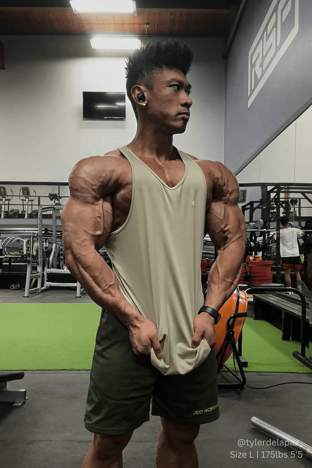 Jed North Men's Fast-Dry Bodybuilding Workout Stringer - Khaki