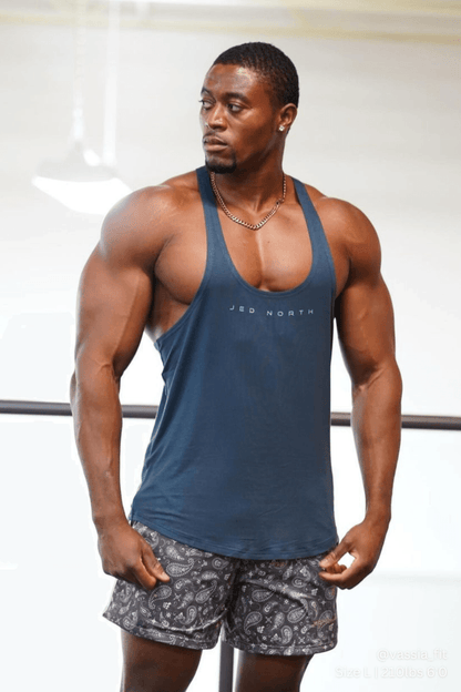 Jed North Men's Classic Bodybuilding Racerback Stringer - Navy