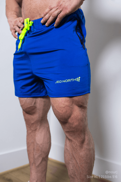 Jed North Men's Agile Bodybuilding 4'' Shorts w Zipper Pockets - Royal Blue