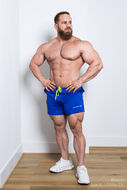 Jed North Men's Agile Bodybuilding 4'' Shorts w Zipper Pockets - Royal Blue