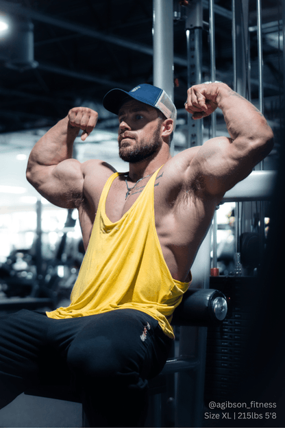 Jed North Men's Classic Bodybuilding Racerback Stringer - Mustard Yellow