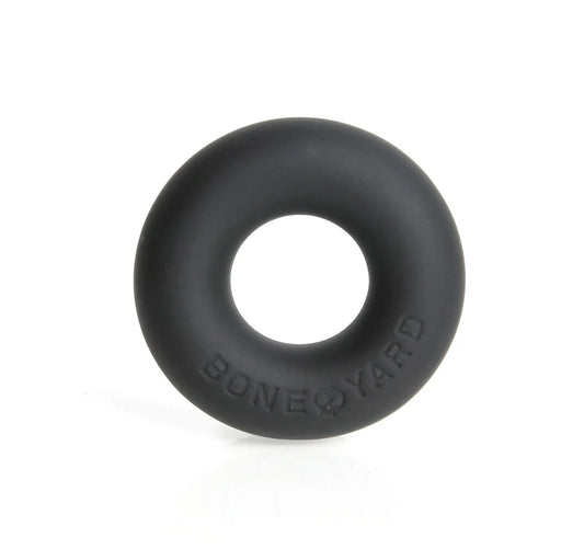 Black ultimate silicone ring made of flexible silicone with bone yard embossed on its surface