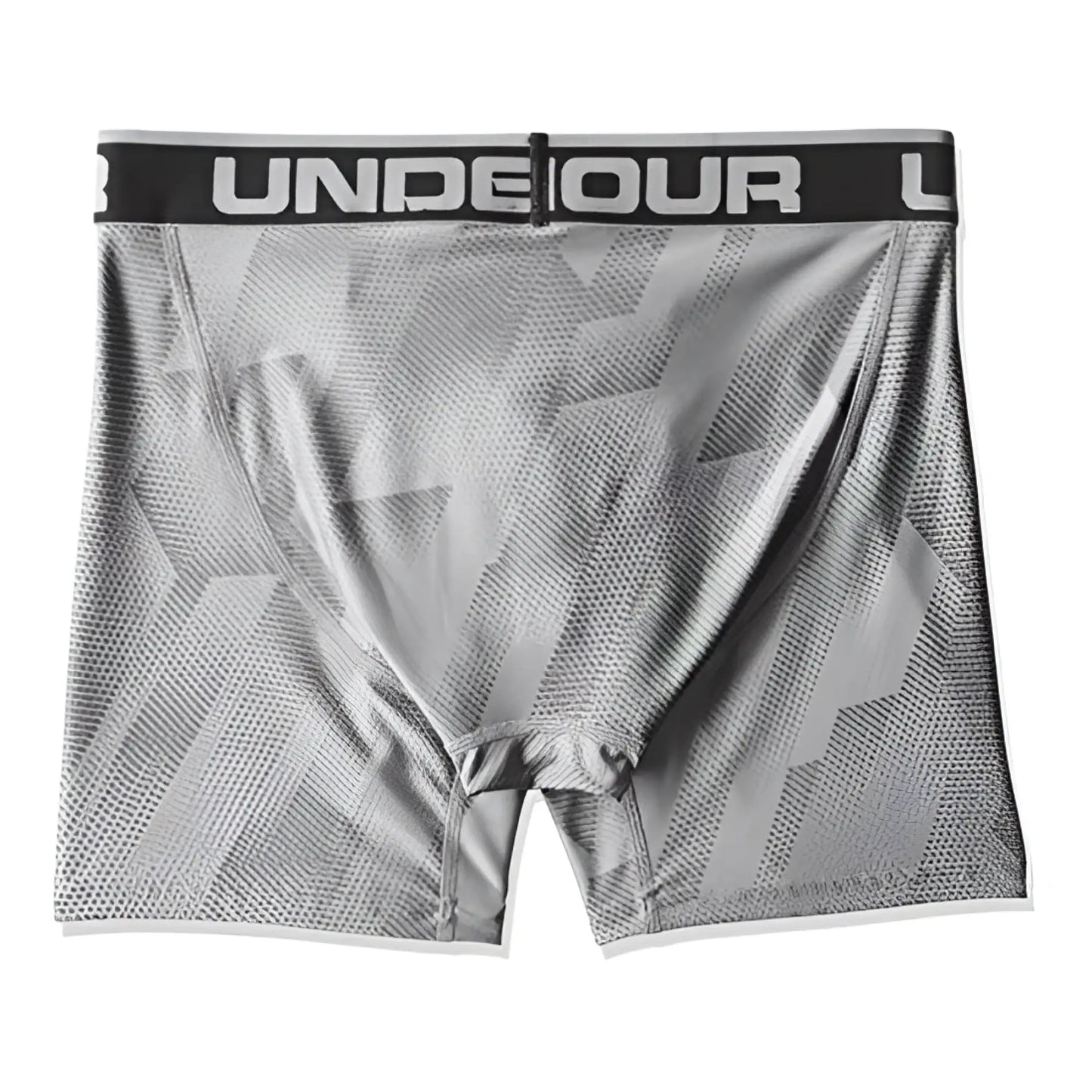 Gray under armour original 6in boxerjock boxer brief with geometric pattern and black waistband size small