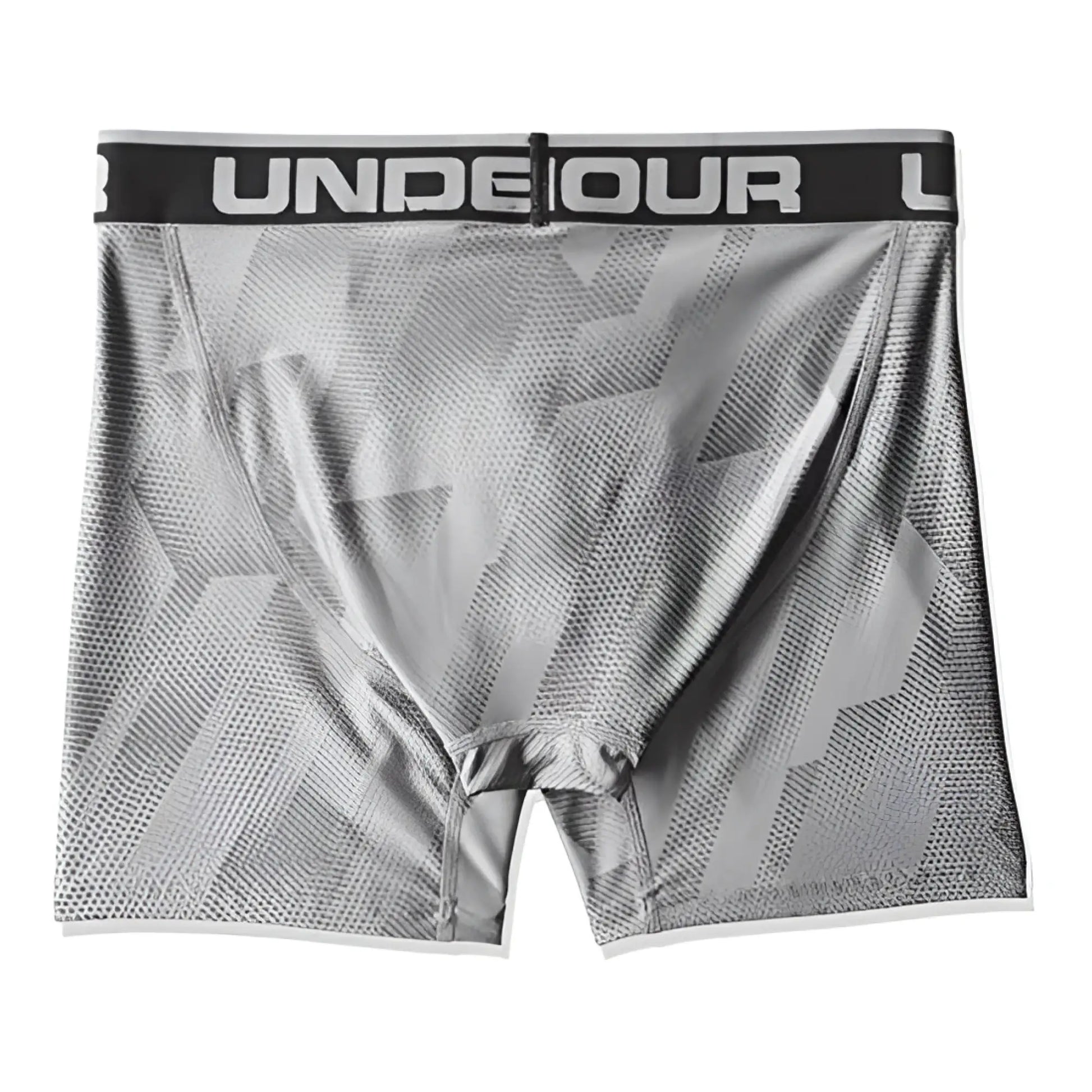 Gray under armour original 6in boxerjock boxer brief with geometric pattern and black waistband size small