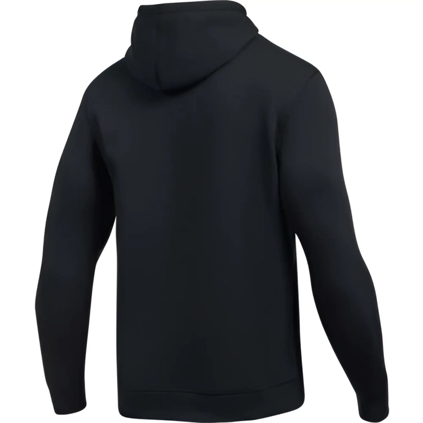 Under armour rival fitted graphic black hoodie with long sleeves and ribbed hem size m shown from front view