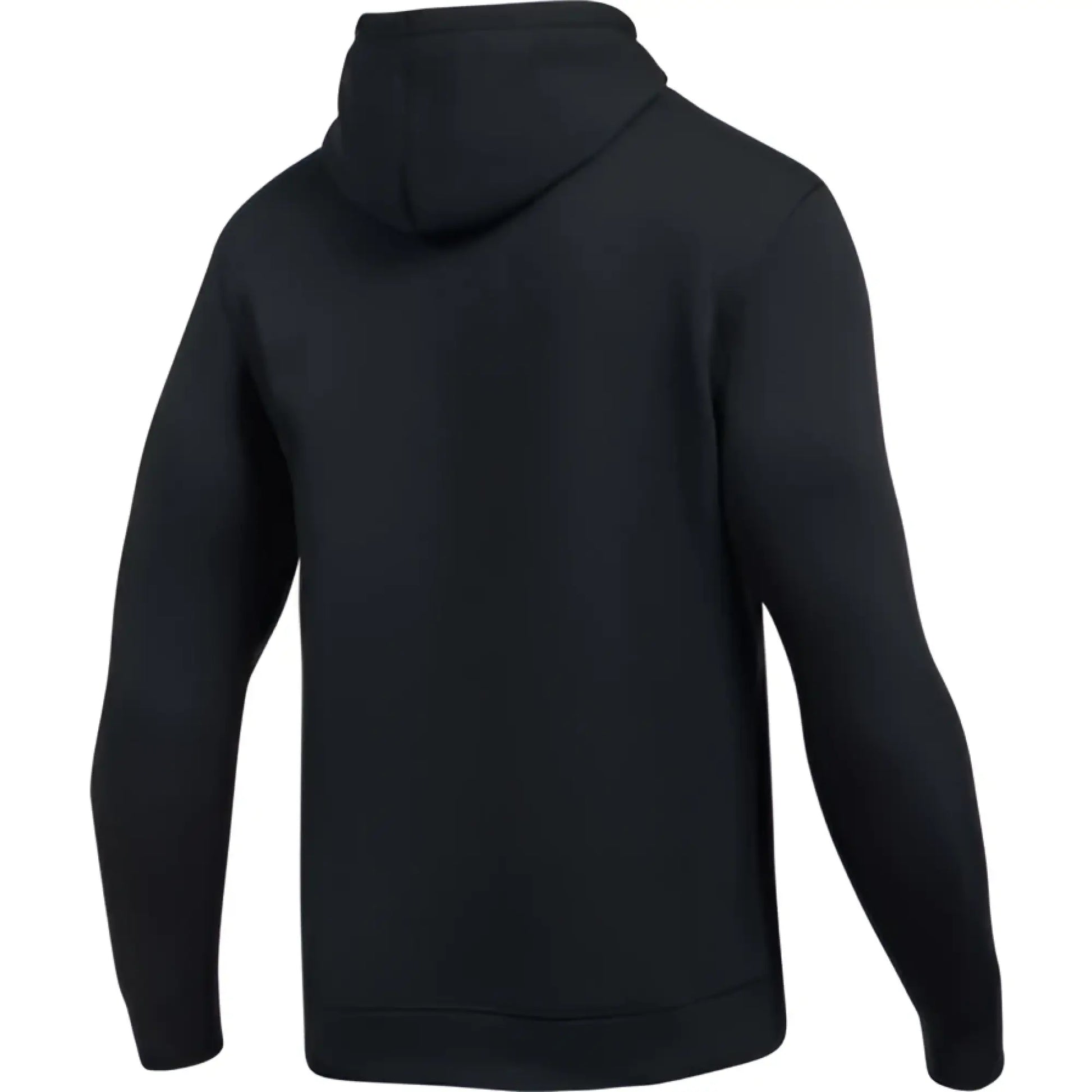 Under armour rival fitted graphic black hoodie with long sleeves and ribbed hem size m shown from front view