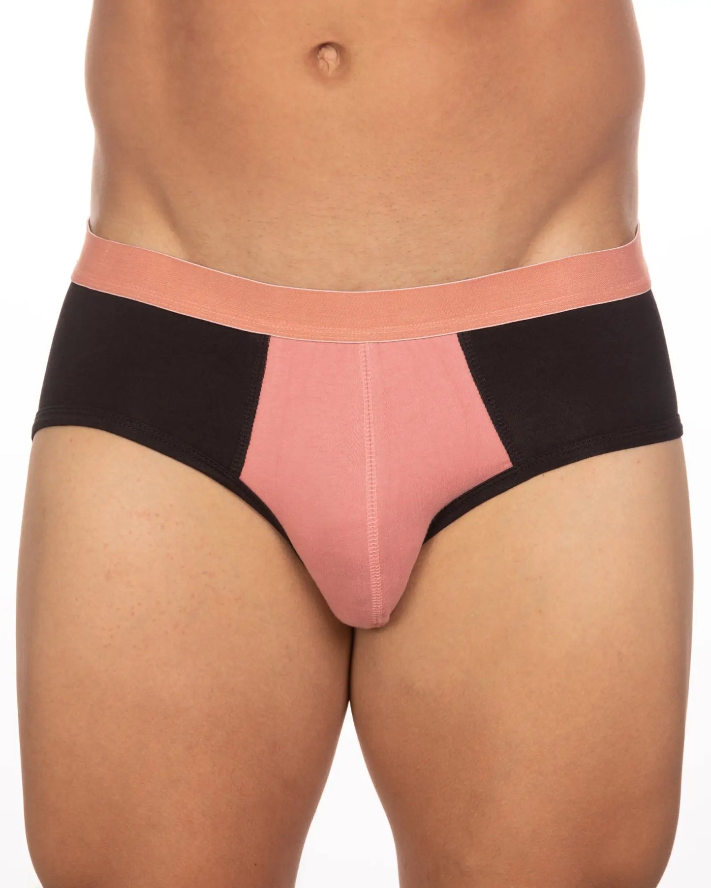Undergear basix stan two-tone brief s and 2xl in black and pink with peach elastic waistband for comfortable wear