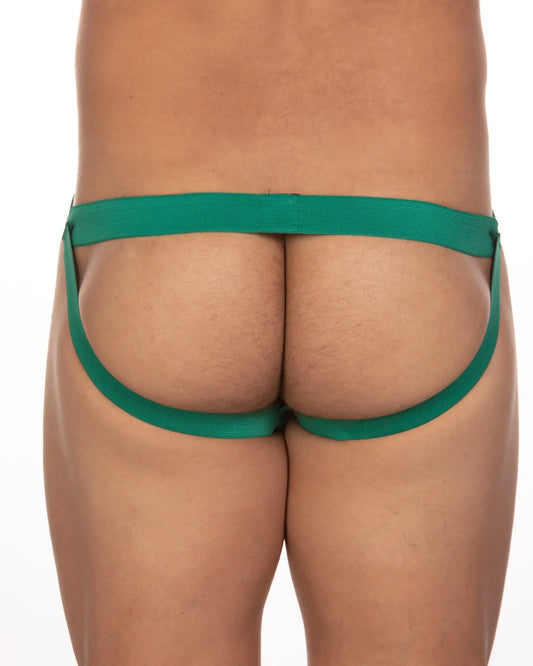 Green fabric briefs with wide waistband and side straps from undergear fizx mark solid knit jockstrap collection