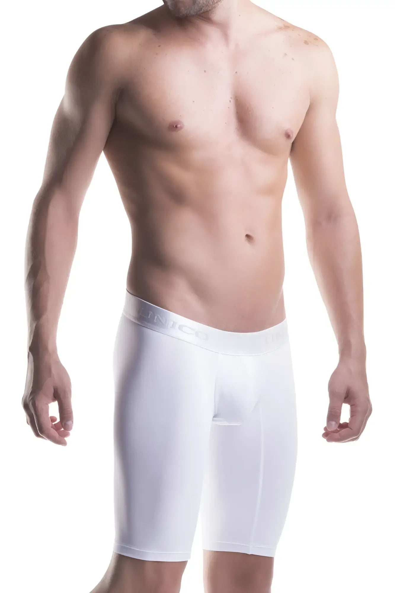 White unico 1200100300 boxer briefs made of smooth cristalino microfiber with subtle logo on waistband