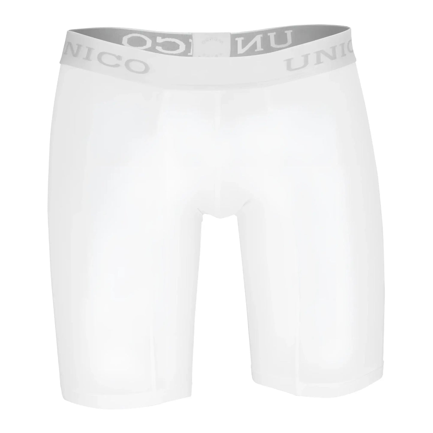 White unico men’s boxer briefs in cristalino microfiber with gray unico logo elastic waistband in white color