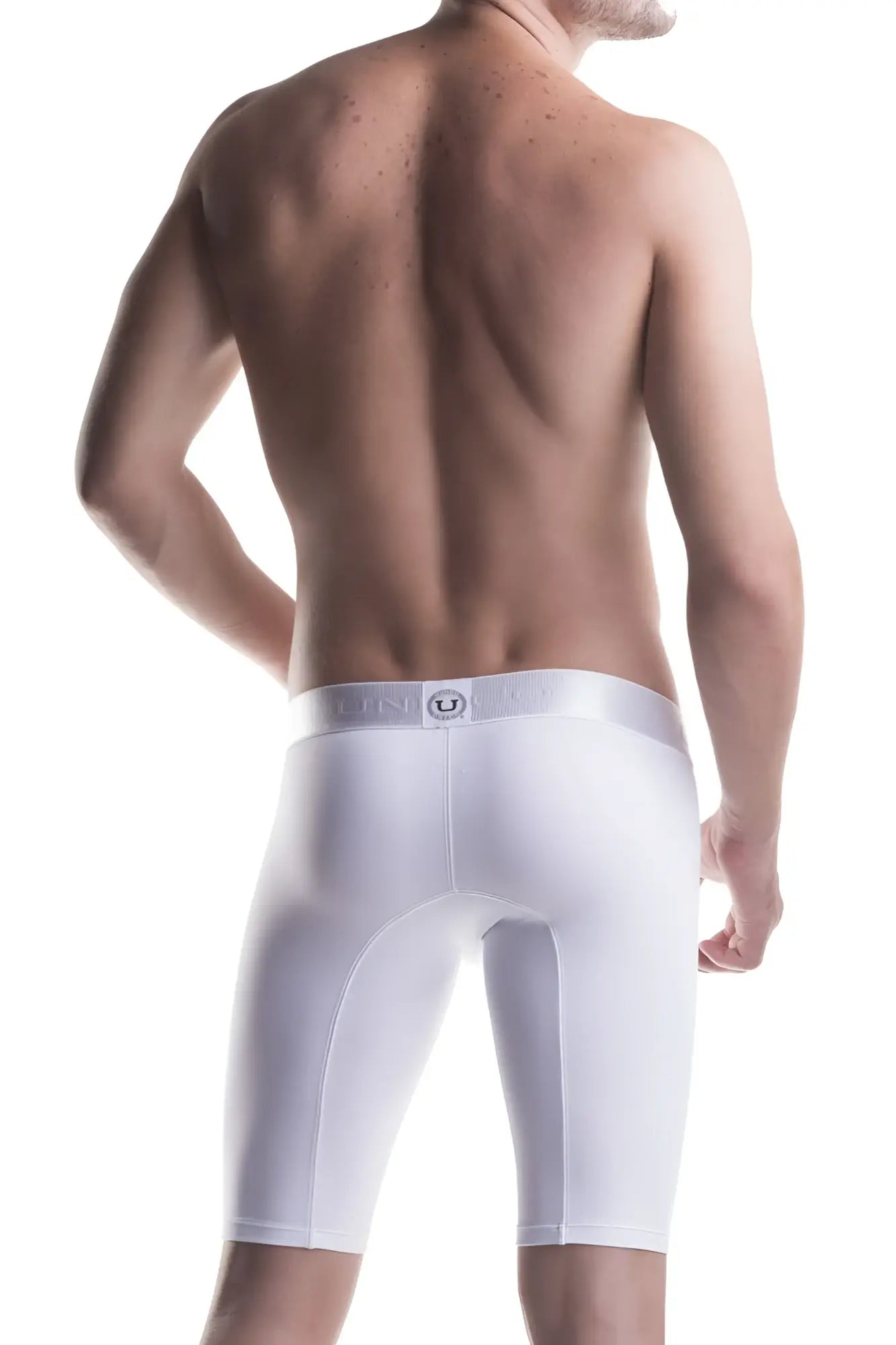 White unico boxer briefs with sleek form-fitting design crystalino microfiber fabric and subtle waistband logo