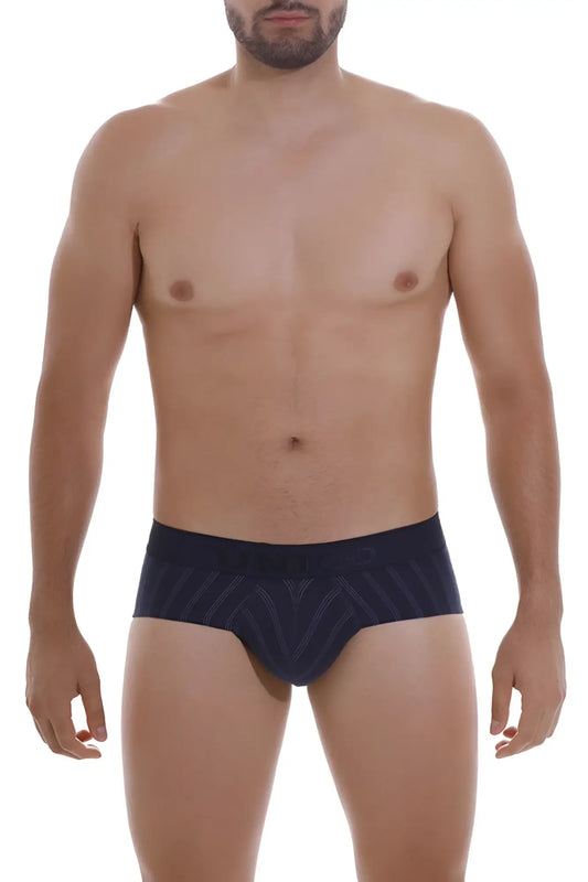 Dark navy unico senda briefs with subtle geometric pattern in breathable fabric for everyday comfort