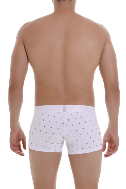 Unico 22110100101 naviero trunks white boxer briefs with subtle navy anchor pattern on soft fabric