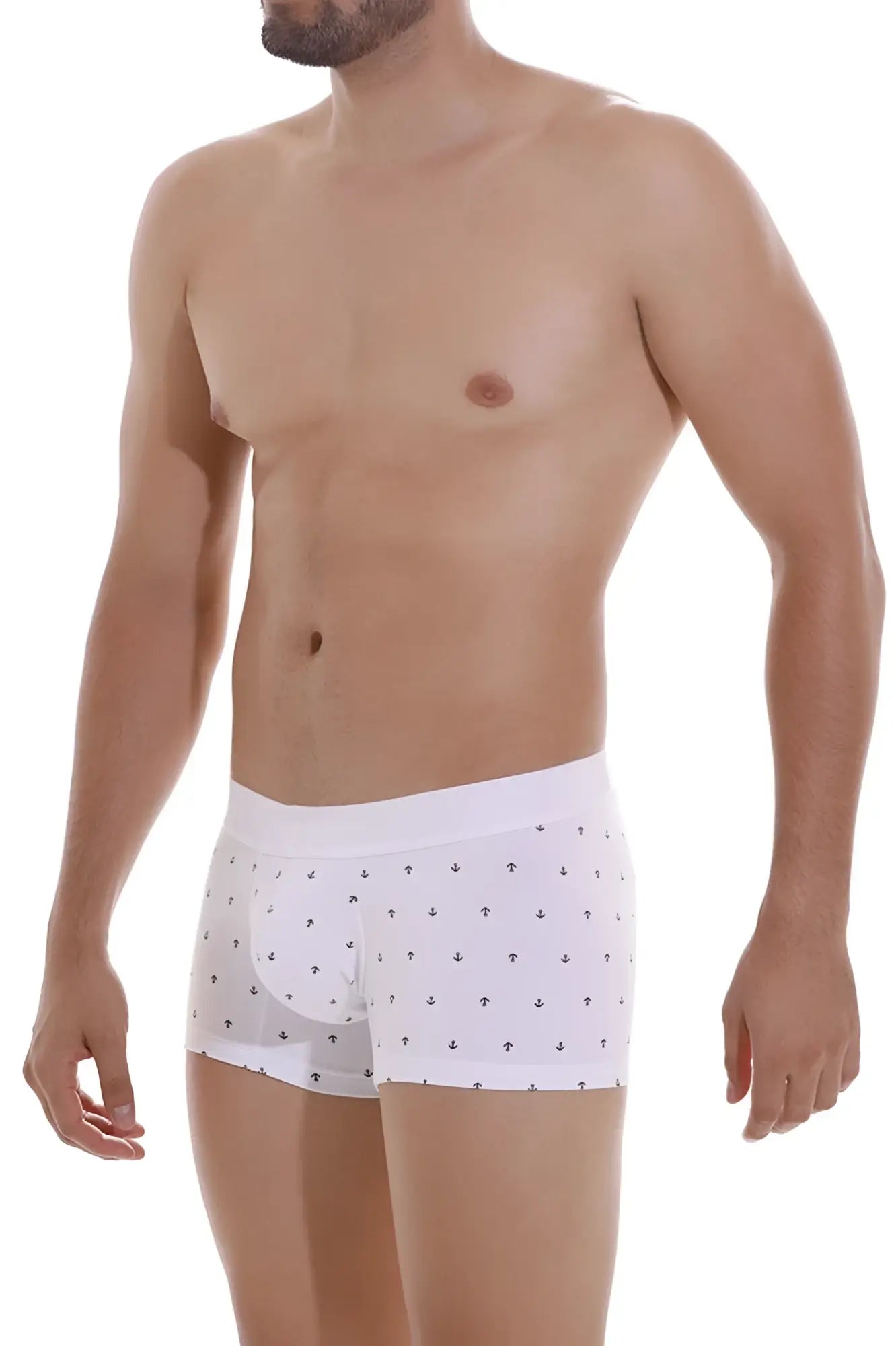 White men’s briefs unico 22110100101 naviero trunks color 29-white with subtle small black anchor pattern