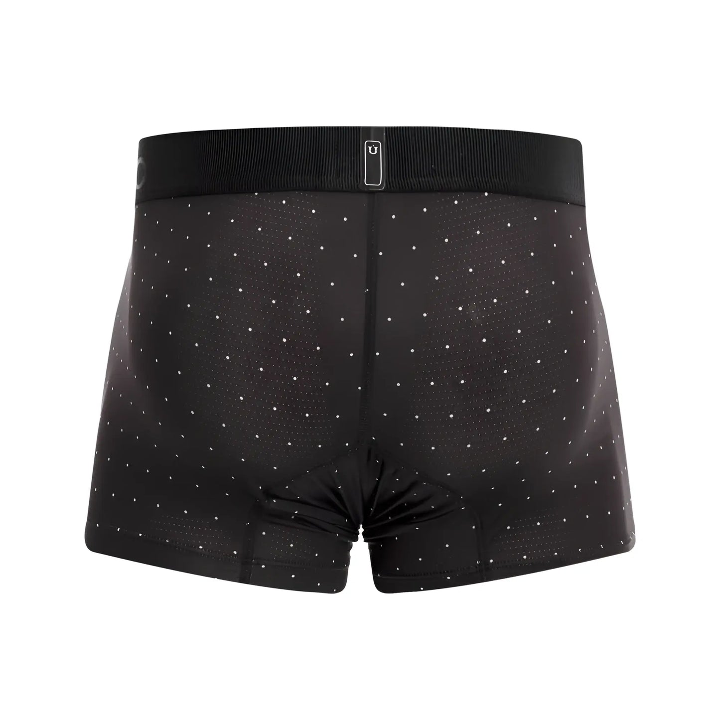 Black unico 22110100103 astros trunks boxer briefs with white dot pattern and ribbed waistband with logo in black