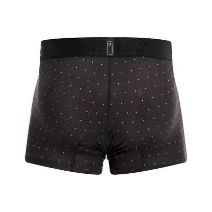 Black unico 22110100103 astros trunks boxer briefs with white dot pattern and ribbed waistband with logo in black