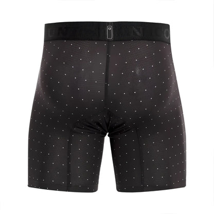 Black unico 22110100203 astros boxer briefs with subtle white dot pattern and ribbed waistband for athletic use