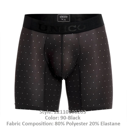 Black unico men’s boxer briefs with subtle white polka dots and ribbed waistband model 22110100203 astros color 90-black