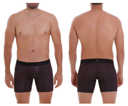 Unico 22110100203 Astros boxer briefs in black with a subtle dot pattern and solid black waistband for comfort