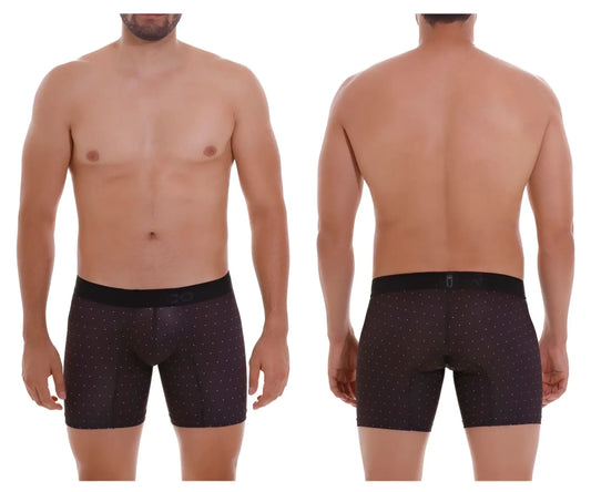 Unico 22110100203 Astros boxer briefs in black with a subtle dot pattern and solid black waistband for comfort