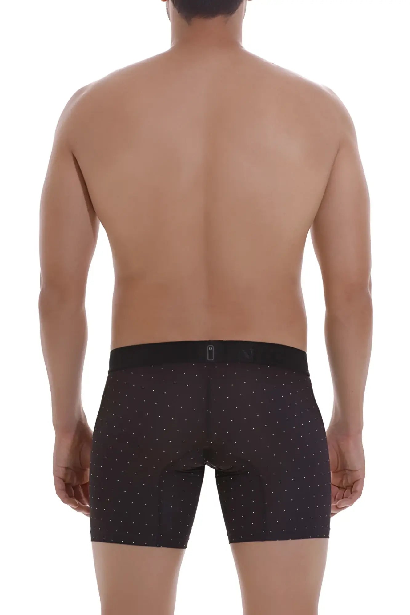 Black unico 22110100203 astros boxer briefs with subtle white dot pattern and matching elastic waistband
