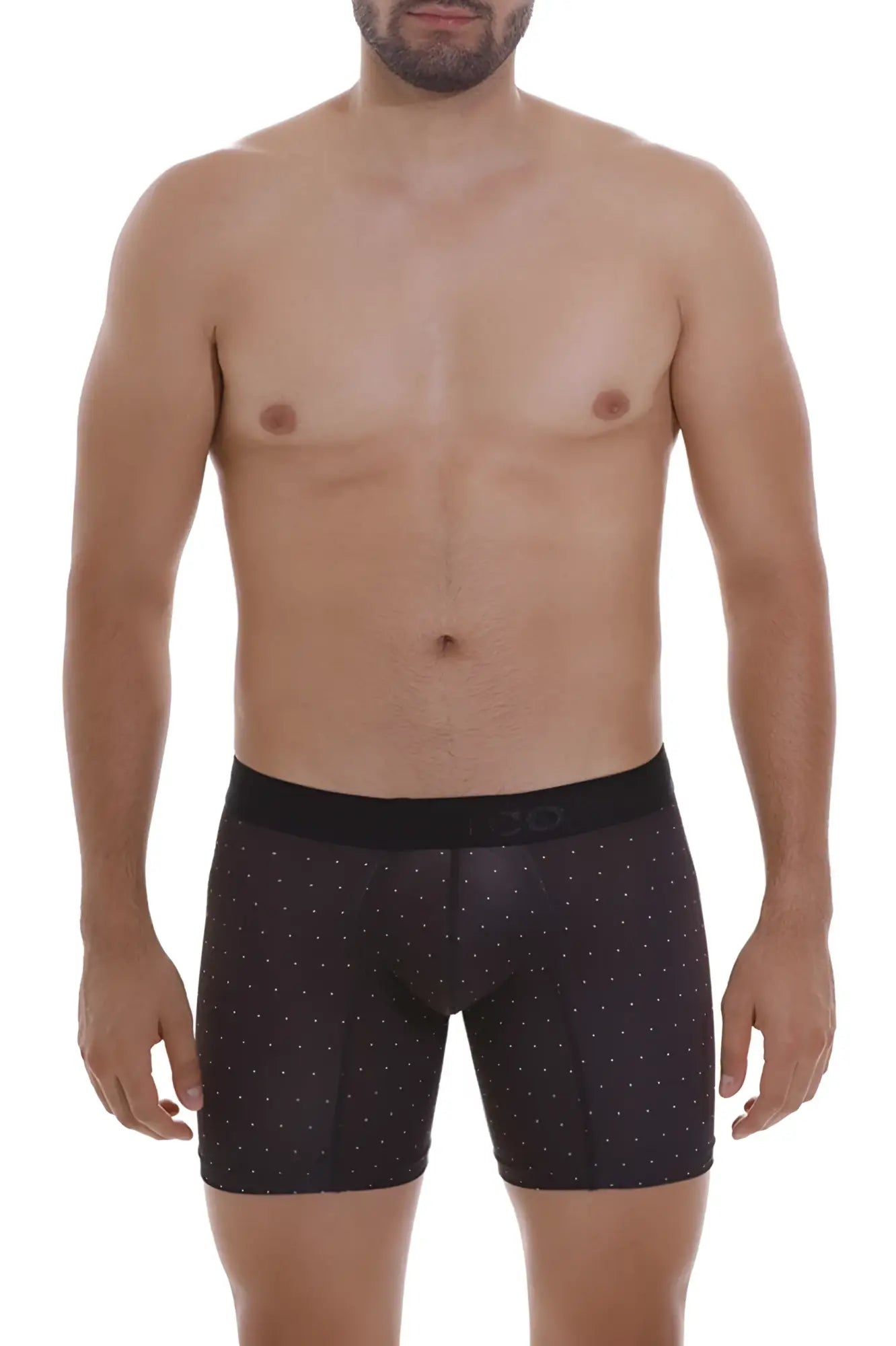 Black unico 22110100203 astros boxer briefs with white dot pattern and black waistband with 3d logo