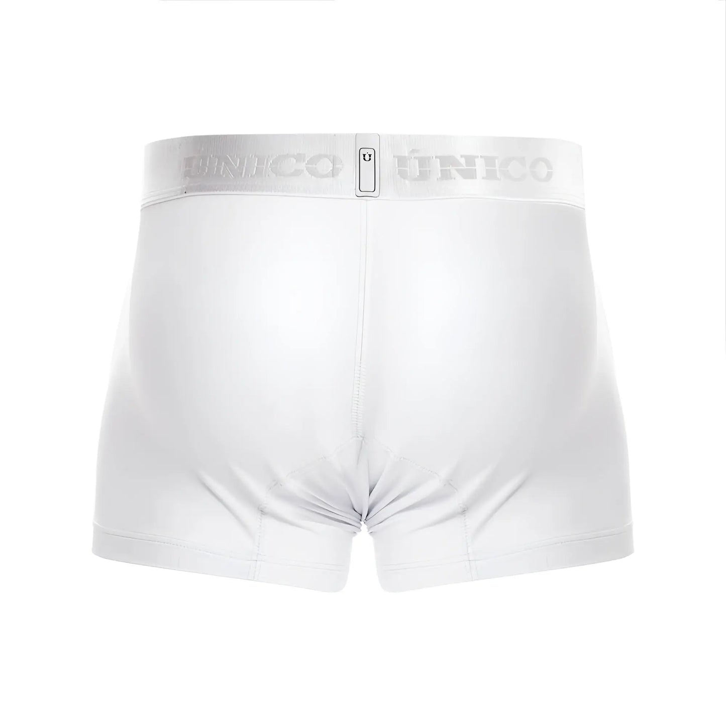 White unico 22120100101 cristalino a22 boxer briefs with subtle silver logo on waistband in white color