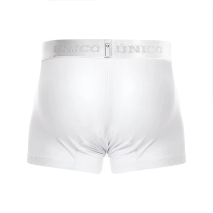 White unico 22120100101 cristalino a22 boxer briefs with subtle silver logo on waistband in white color