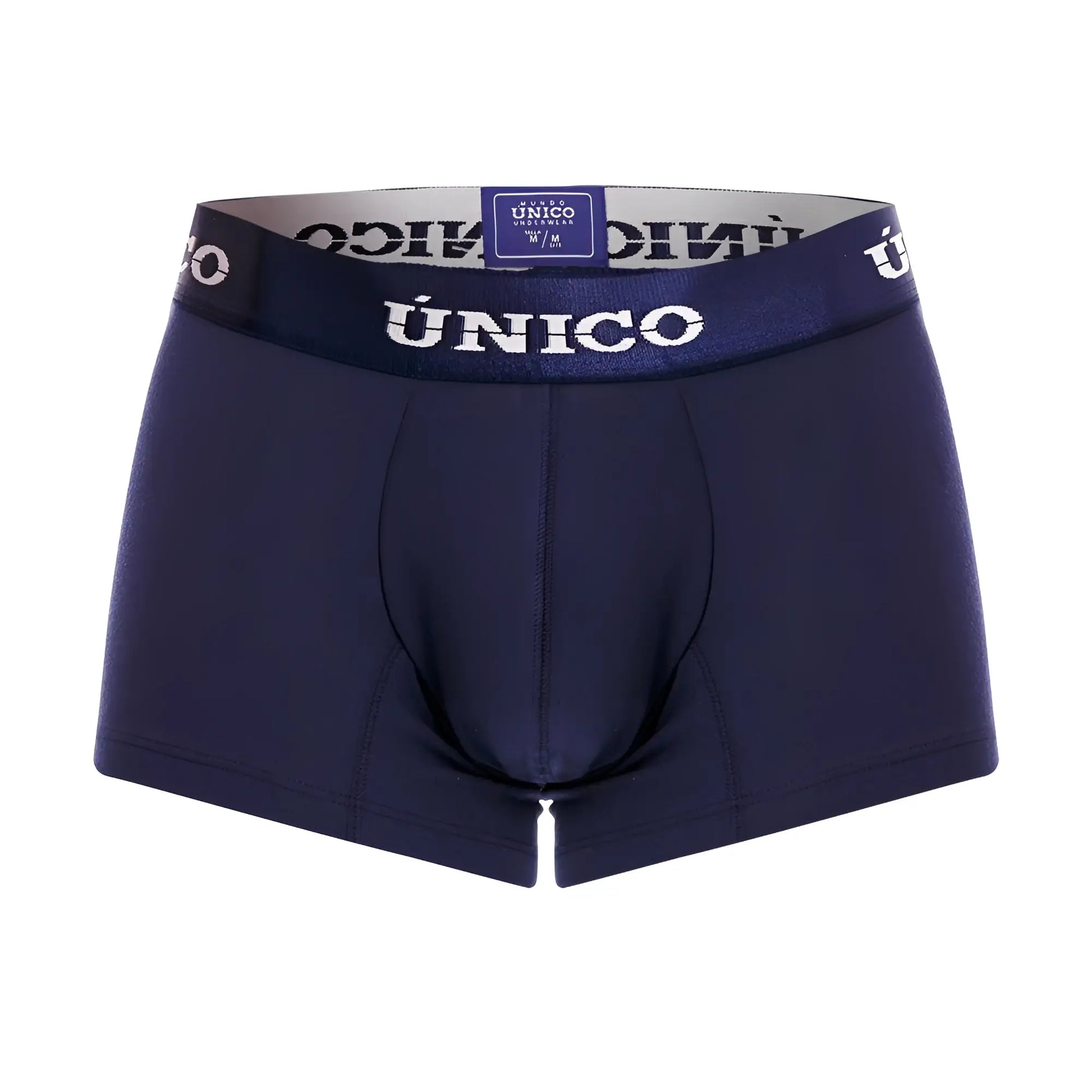 Navy blue unico 22120100102 profundo a22 men’s briefs with matching white logo elastic waistband in dark blue color