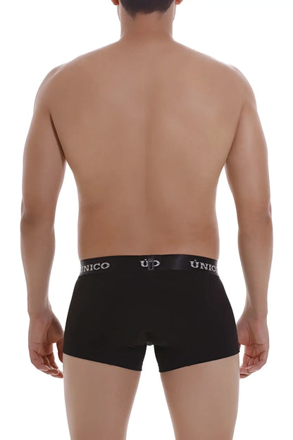 Black unico 22120100103 intenso a22 trunks boxer briefs with white logo band made of soft breathable fabric