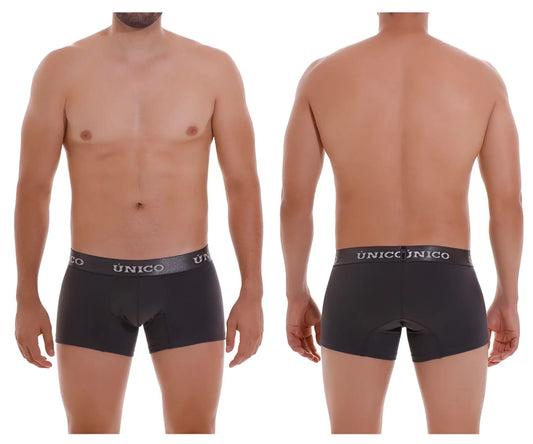 Black unico 22120100104 asfalto a22 men’s briefs with gray elastic waistband and white brand name lettering