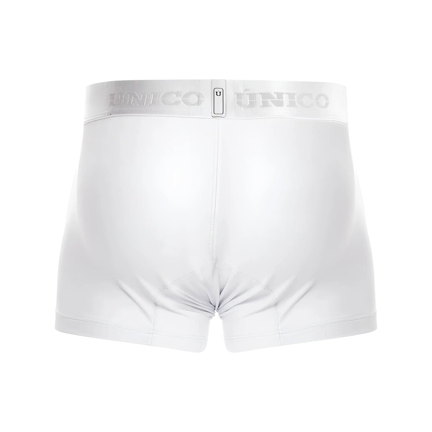 White unico boxer briefs with subtle silver logo band in cristalino m22 trunks color 00-white design