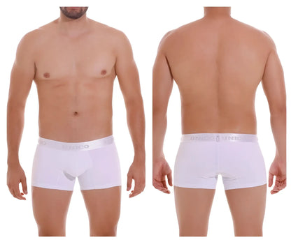 White mens boxer briefs unico 22120100105 cristalino m22 trunks with subtle elastic diego waistband in white