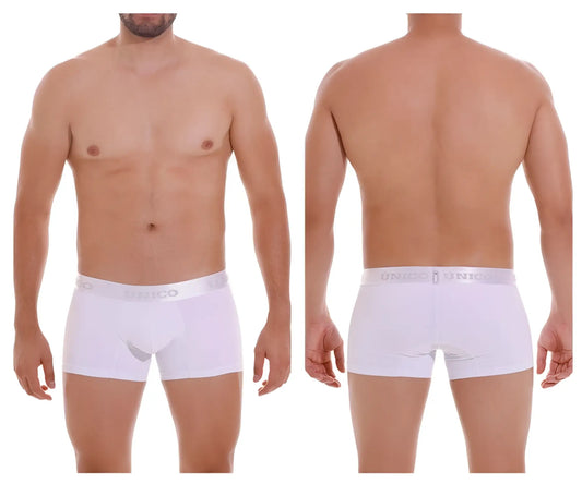 White mens boxer briefs unico 22120100105 cristalino m22 trunks with subtle elastic diego waistband in white