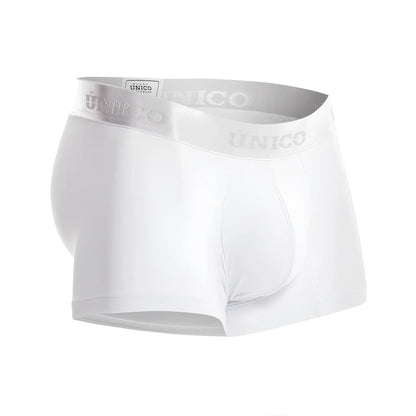 White unico men’s briefs with silver logo band in cristallino m22 trunks color 00 white style