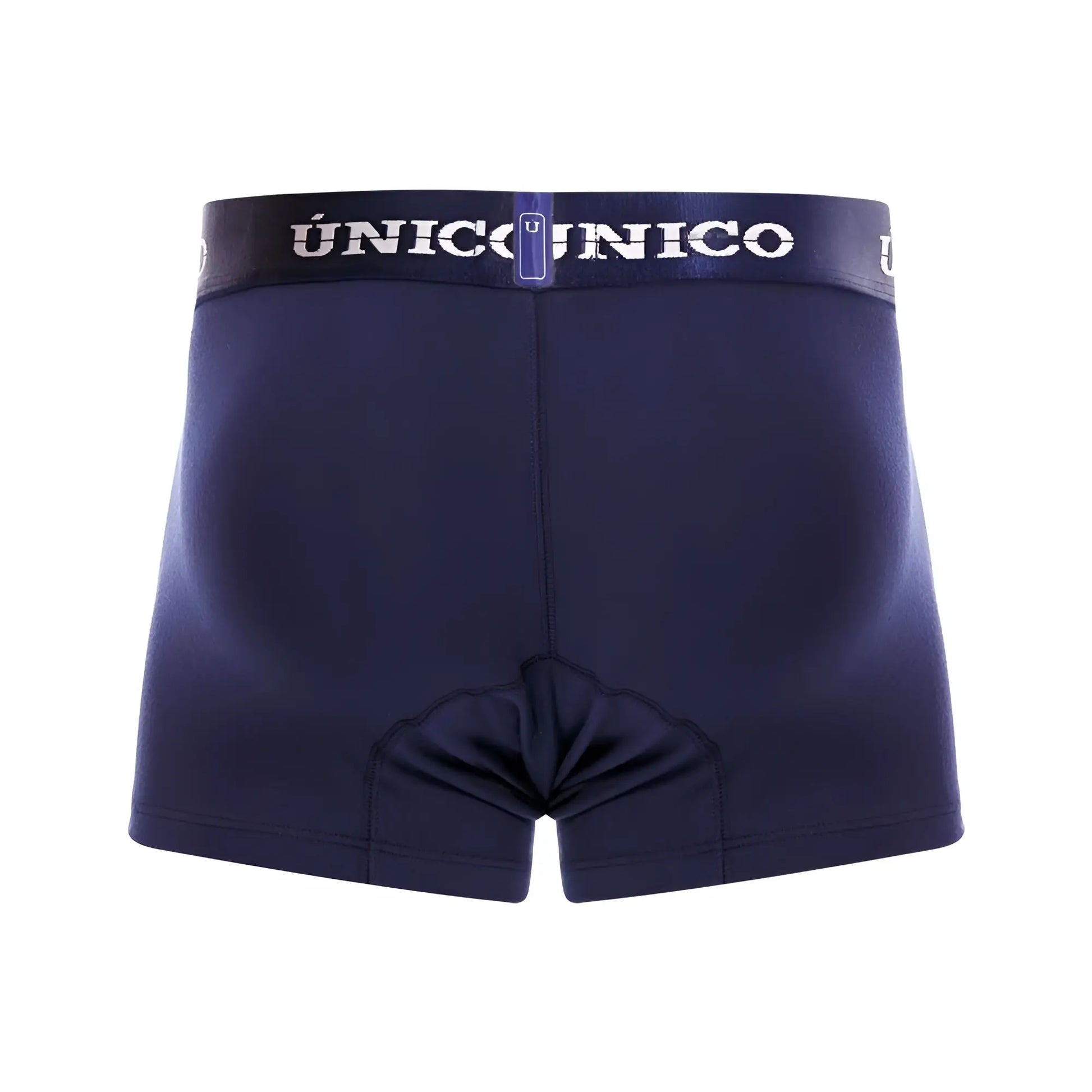 Navy blue unico 22120100106 profundo m22 boxer briefs with matching elastic waistband and white brand lettering