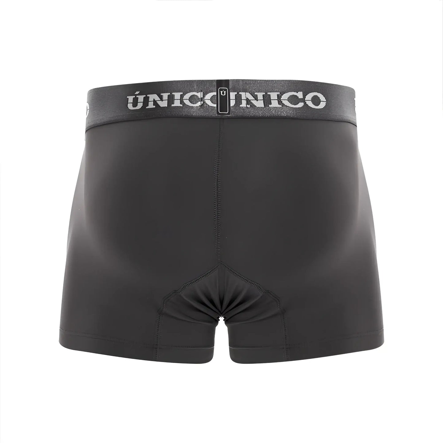 Black unico 22120100108 asfalto boxer briefs with gray waistband and white brand name lettering color dark gray