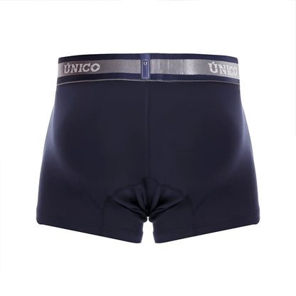Dark navy blue unico 22120100110 cardenal a22 trunks with silver gray elastic waistband featuring brand name