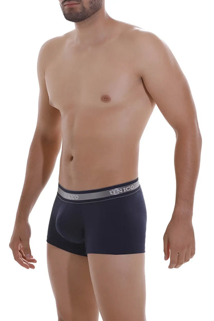 Navy blue unico 22120100110 cardenal a22 boxer briefs with gray and white elastic waistband color 82 dark blue