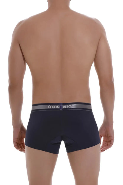 Navy blue Unico 22120100110 Cardenal A22 men’s briefs with silver gray elastic waistband and brand logo