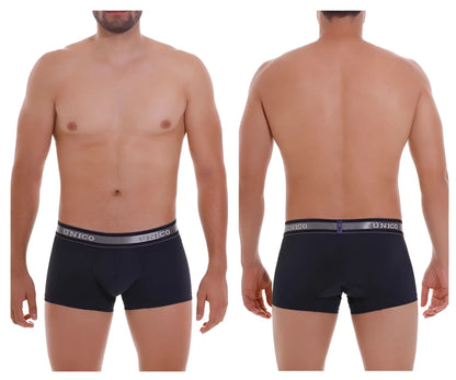 Black unico men’s briefs with gray elastic waistband branded in white from unico 22120100113 cardenal m22 trunks