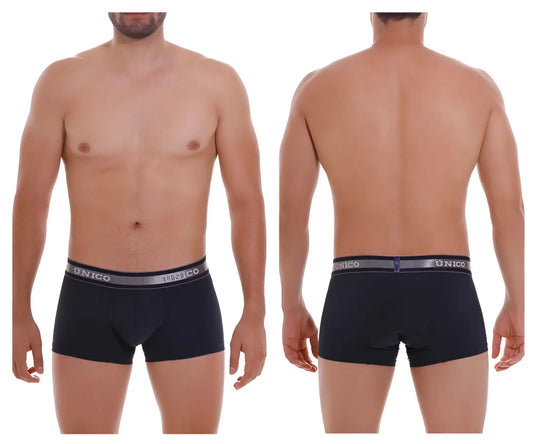Black unico men’s briefs with gray elastic waistband branded in white from unico 22120100113 cardenal m22 trunks