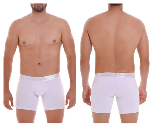 White unico 22120100201 cristalino a22 boxer briefs with smooth form-fitting design and subtle gray waistband branding