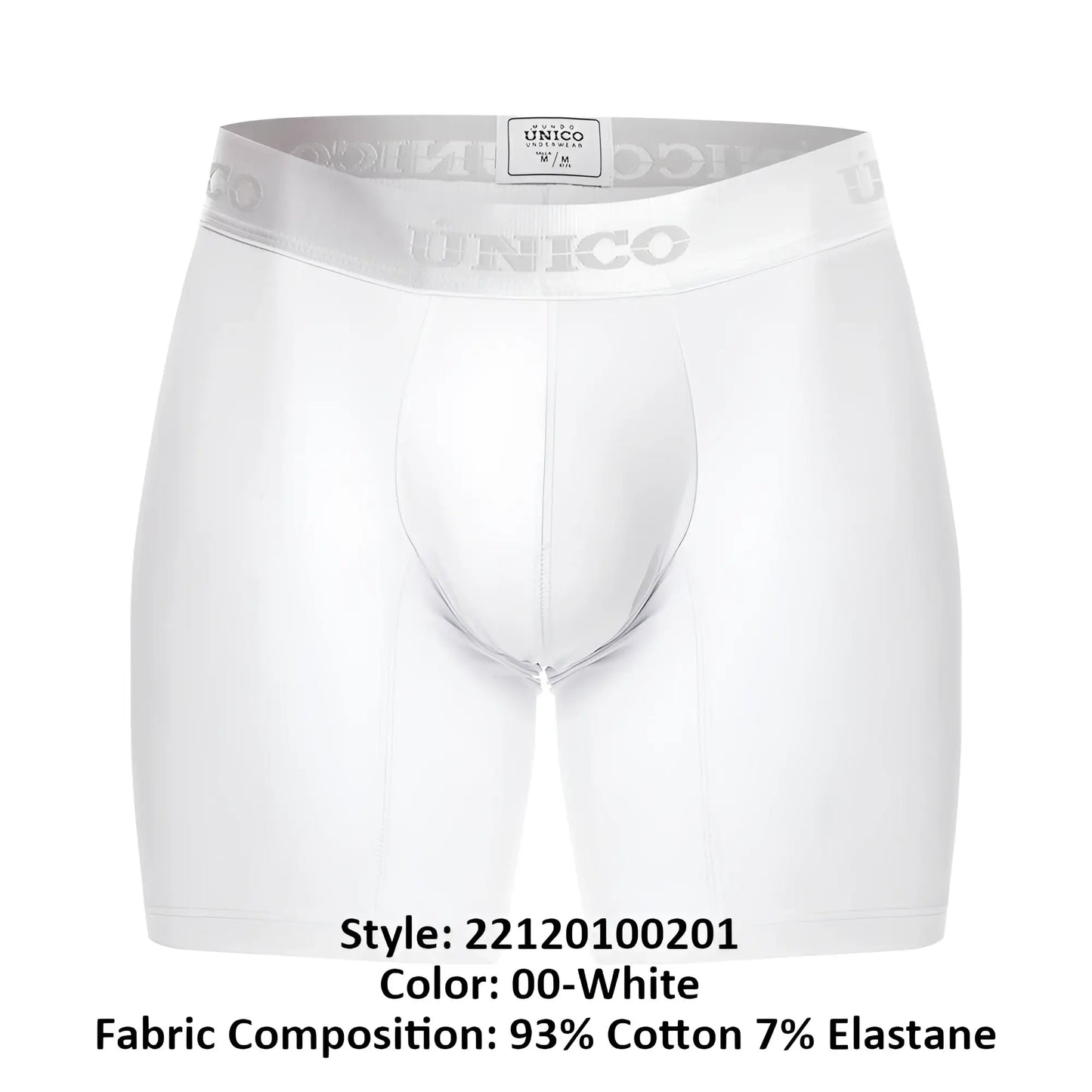 White unico men’s boxer briefs with silver logo on elastic waistband in cristallino a22 style color 00-white