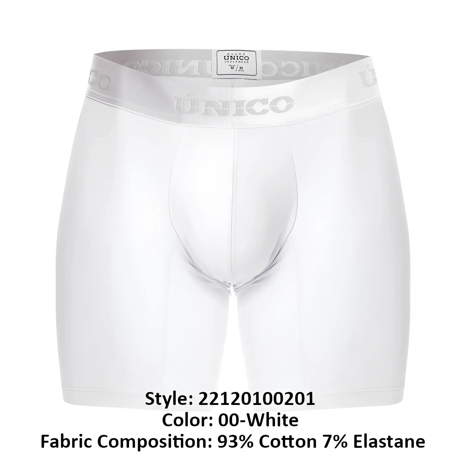 White unico men’s boxer briefs with silver logo on elastic waistband in cristallino a22 style color 00-white
